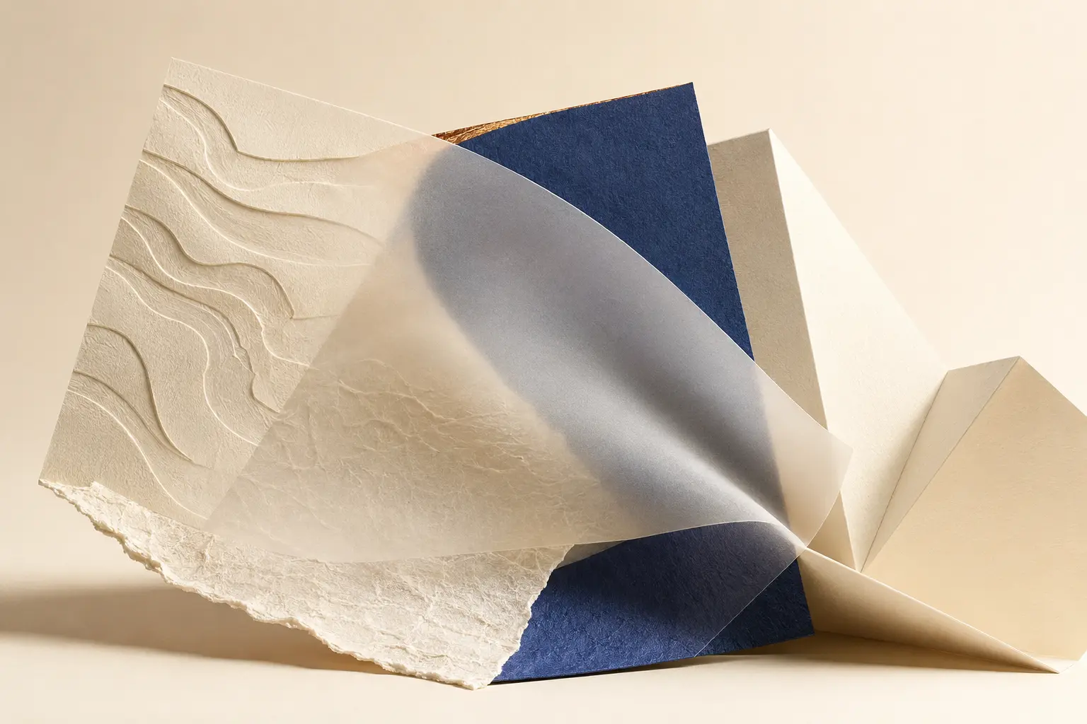 A close study of unbranded paper fibers and contrasting tactile surfaces